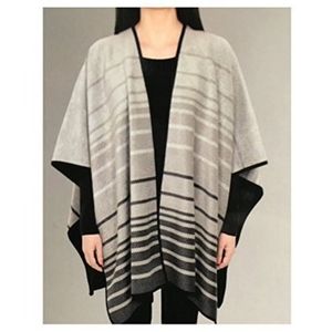 Ike Behar Ladies' Reversible Fashion Wrap Multi-Color One Size Grey Stripe